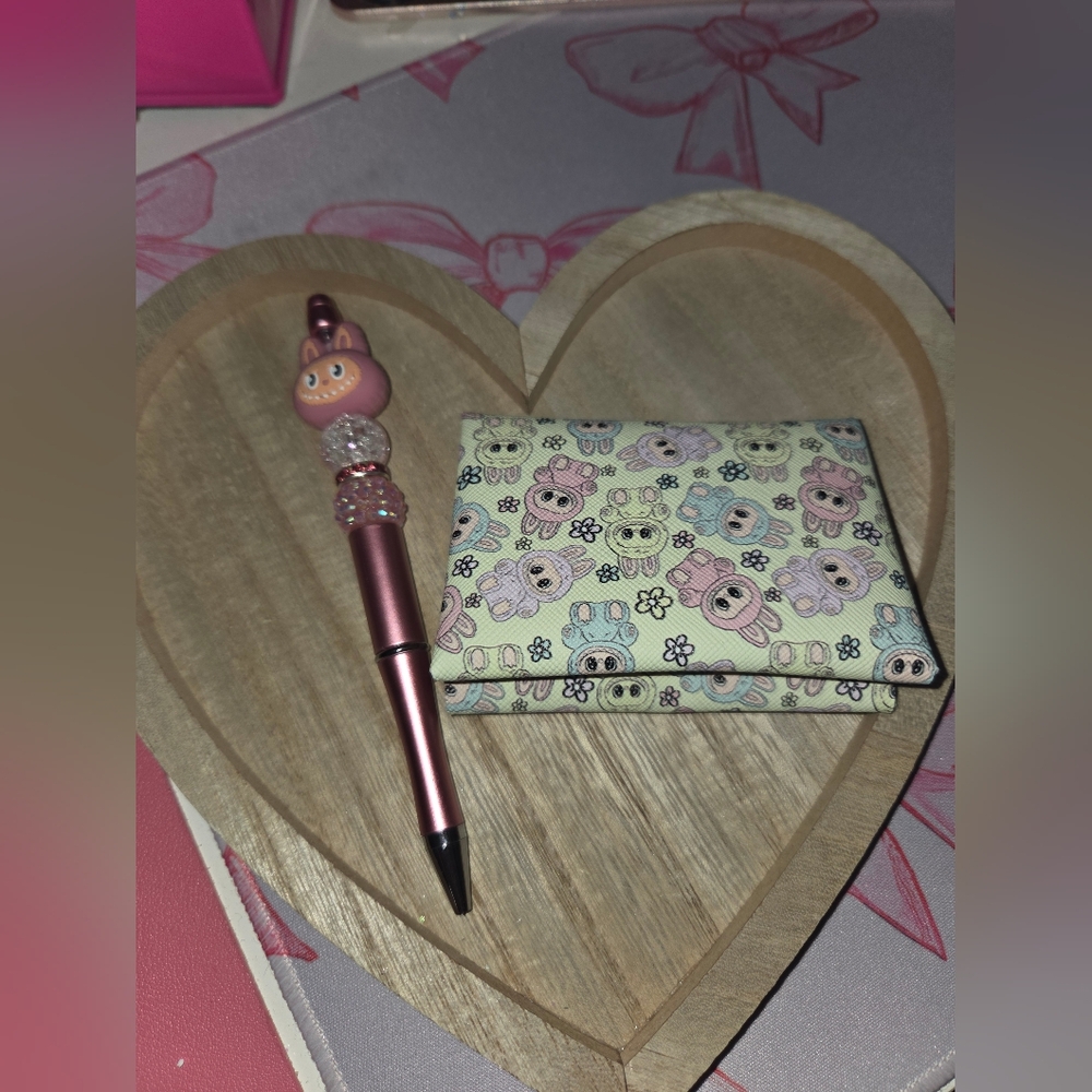 Pink Pen with Coin/card Holder